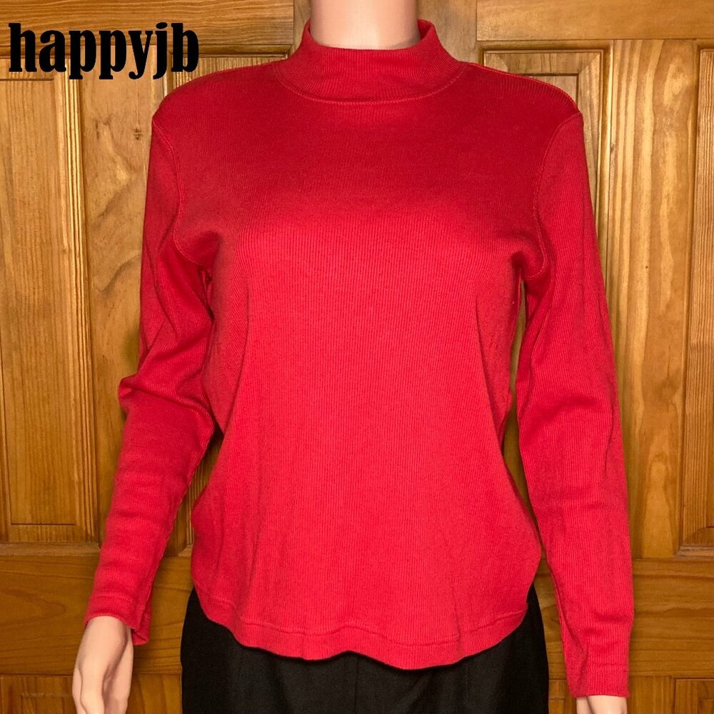 EUC Hasting & Smith Vintage 80s 90s Top Mock Neck Long Sleeve Knit Blouse Red M
